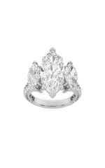 Load image into Gallery viewer, 7.75CTW Marquise Shaped Lab Grown Diamond (F/VS) Bold Statement Accented Ring in 14K Gold
