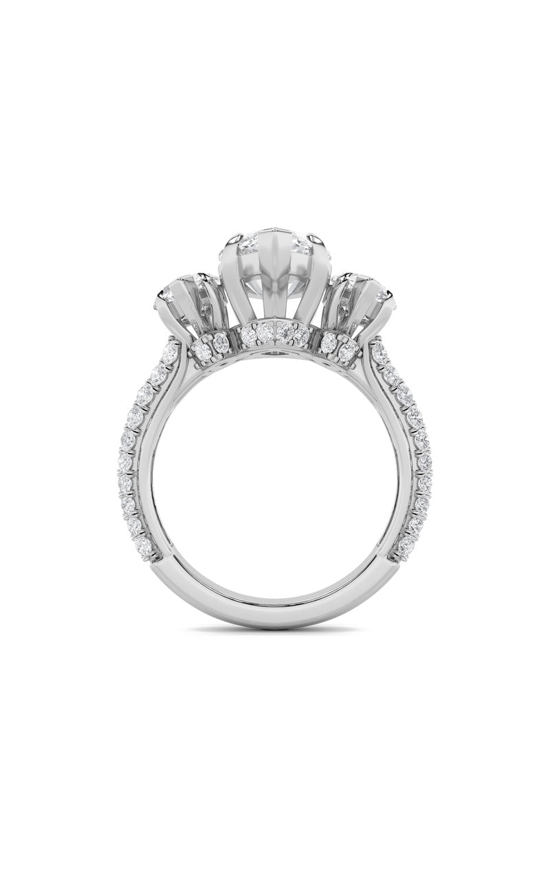 7.75CTW Marquise Shaped Lab Grown Diamond (F/VS) Bold Statement Accented Ring in 14K Gold