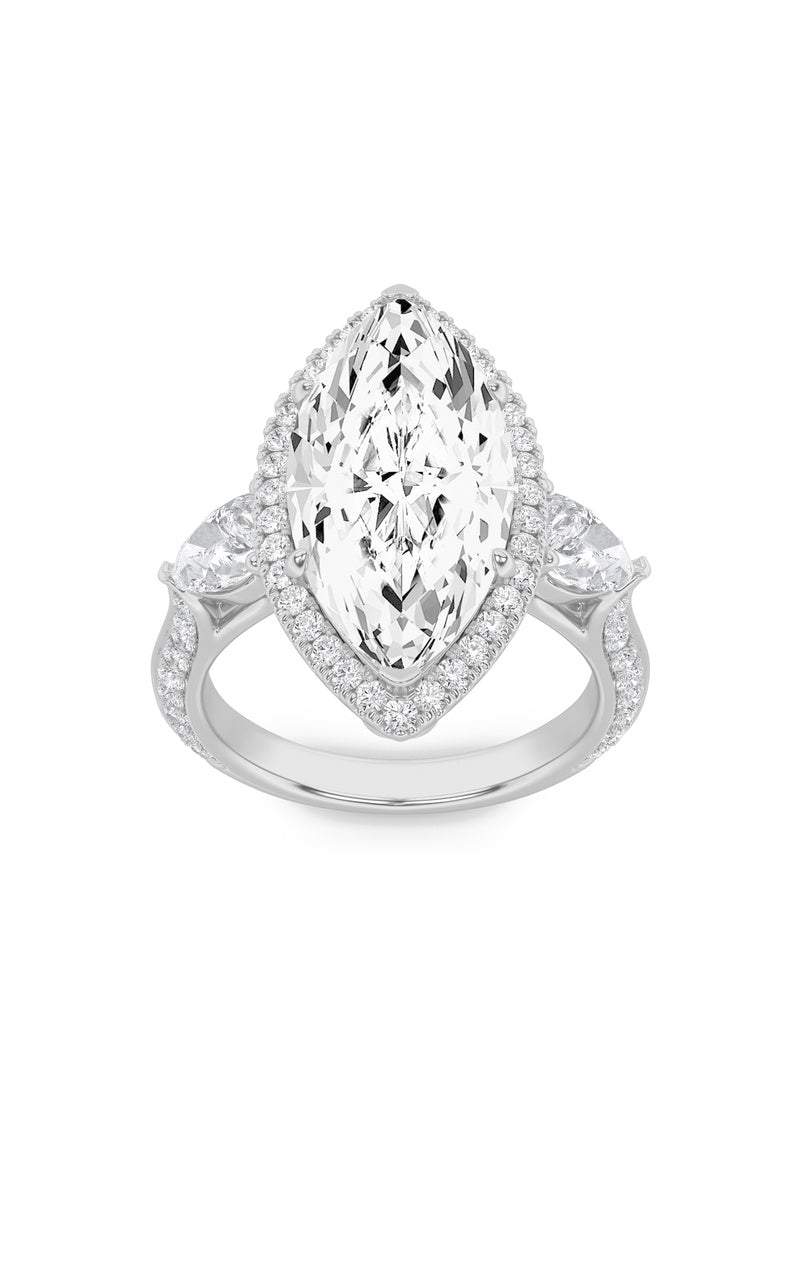 6.5CTW Marquise Shaped Lab Grown Diamond (G/VS) Bold Statement Accented Ring in 14K Gold