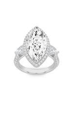 Load image into Gallery viewer, 6.5CTW Marquise Shaped Lab Grown Diamond (G/VS) Bold Statement Accented Ring in 14K Gold
