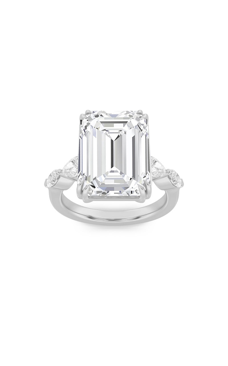 8.5CTW Emerald Shaped Lab Grown Diamond (F/VS) Bold Statement Accented Ring in 14K Gold