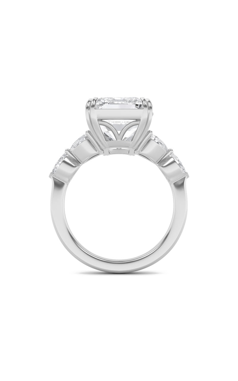 8.5CTW Emerald Shaped Lab Grown Diamond (F/VS) Bold Statement Accented Ring in 14K Gold