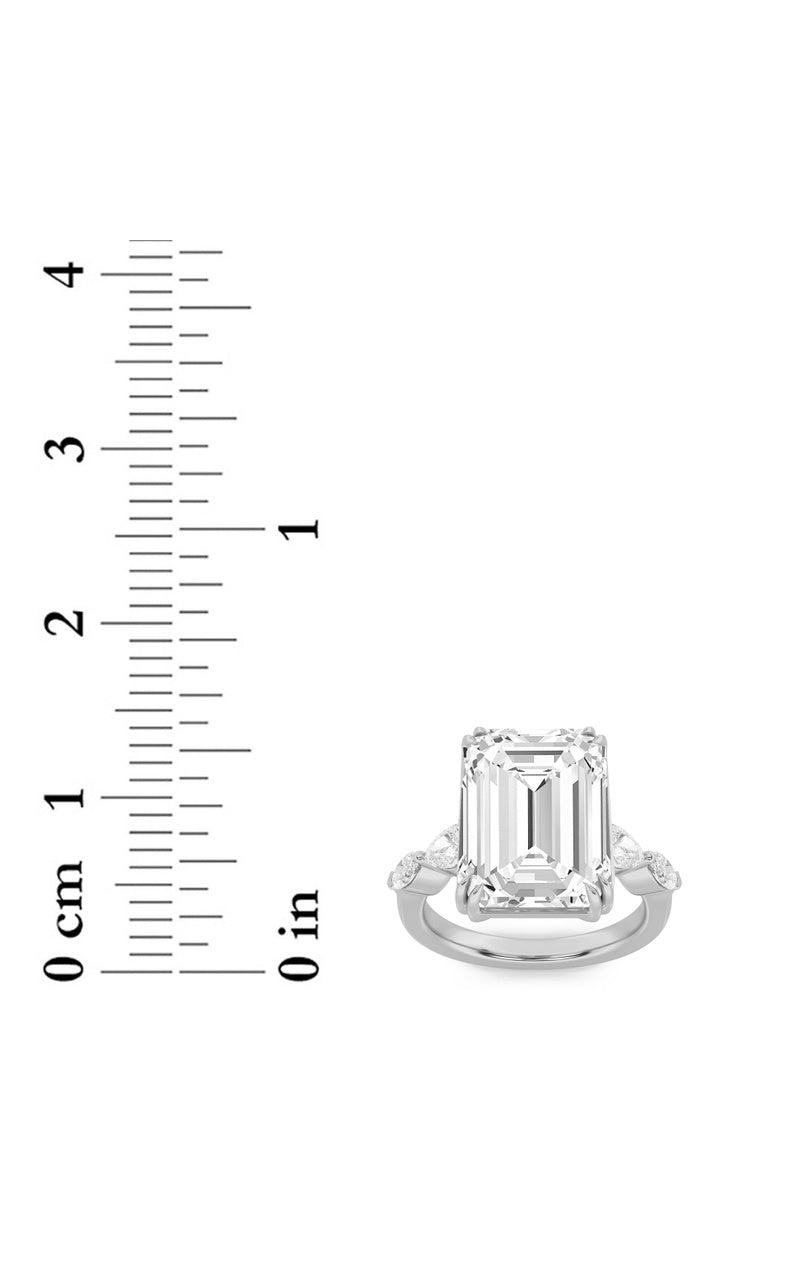 8.5CTW Emerald Shaped Lab Grown Diamond (F/VS) Bold Statement Accented Ring in 14K Gold