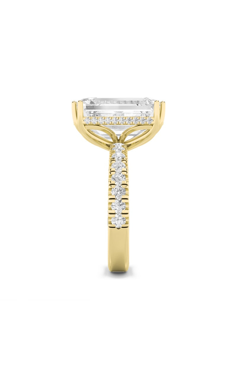 10.25CTW Emerald Shaped Lab Grown Diamond (G/VS) Bold Statement Accented Ring in 14K Gold