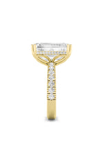 Load image into Gallery viewer, 10.25CTW Emerald Shaped Lab Grown Diamond (G/VS) Bold Statement Accented Ring in 14K Gold
