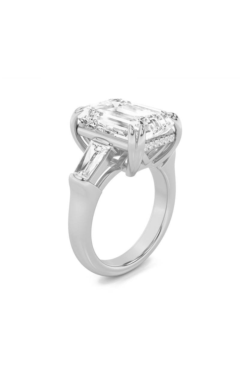 9CTW Emerald Shaped Lab Grown Diamond (F/VS) Bold Statement Accented Ring in 14K Gold