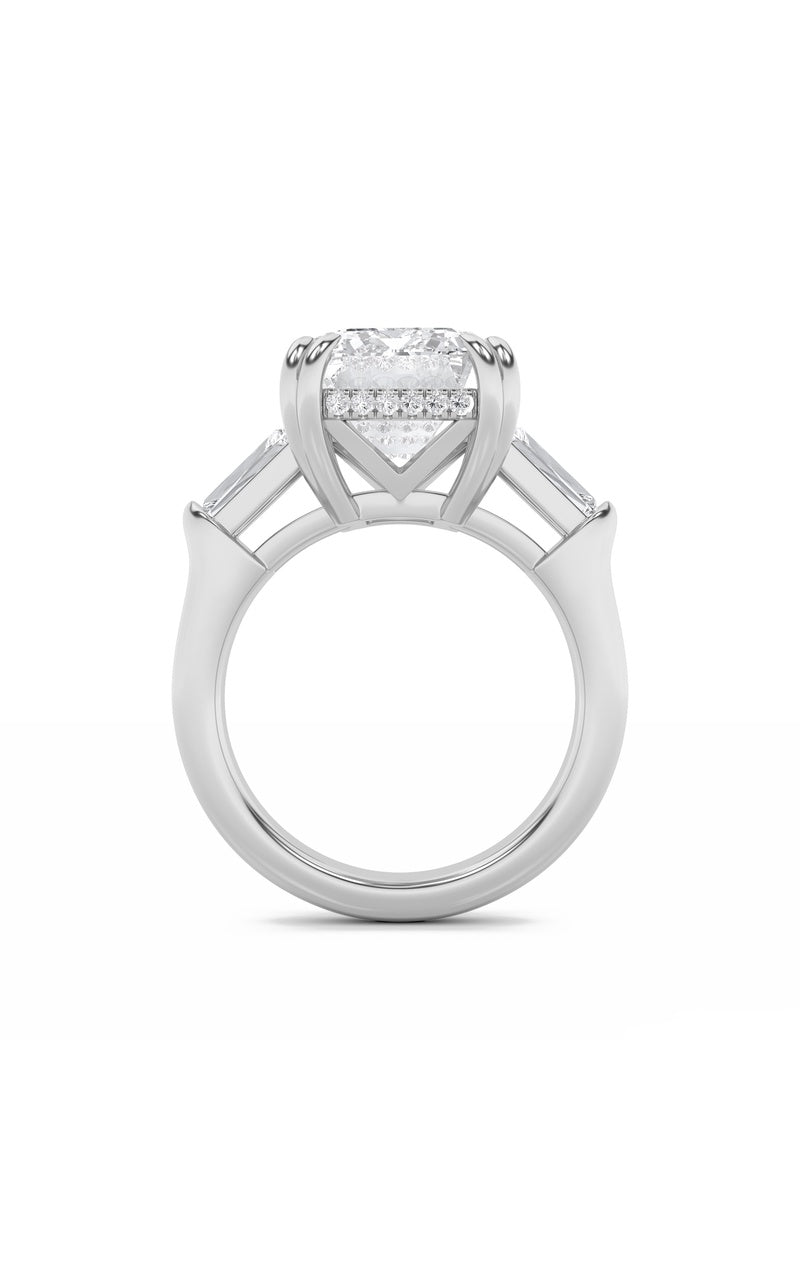 9CTW Emerald Shaped Lab Grown Diamond (F/VS) Bold Statement Accented Ring in 14K Gold