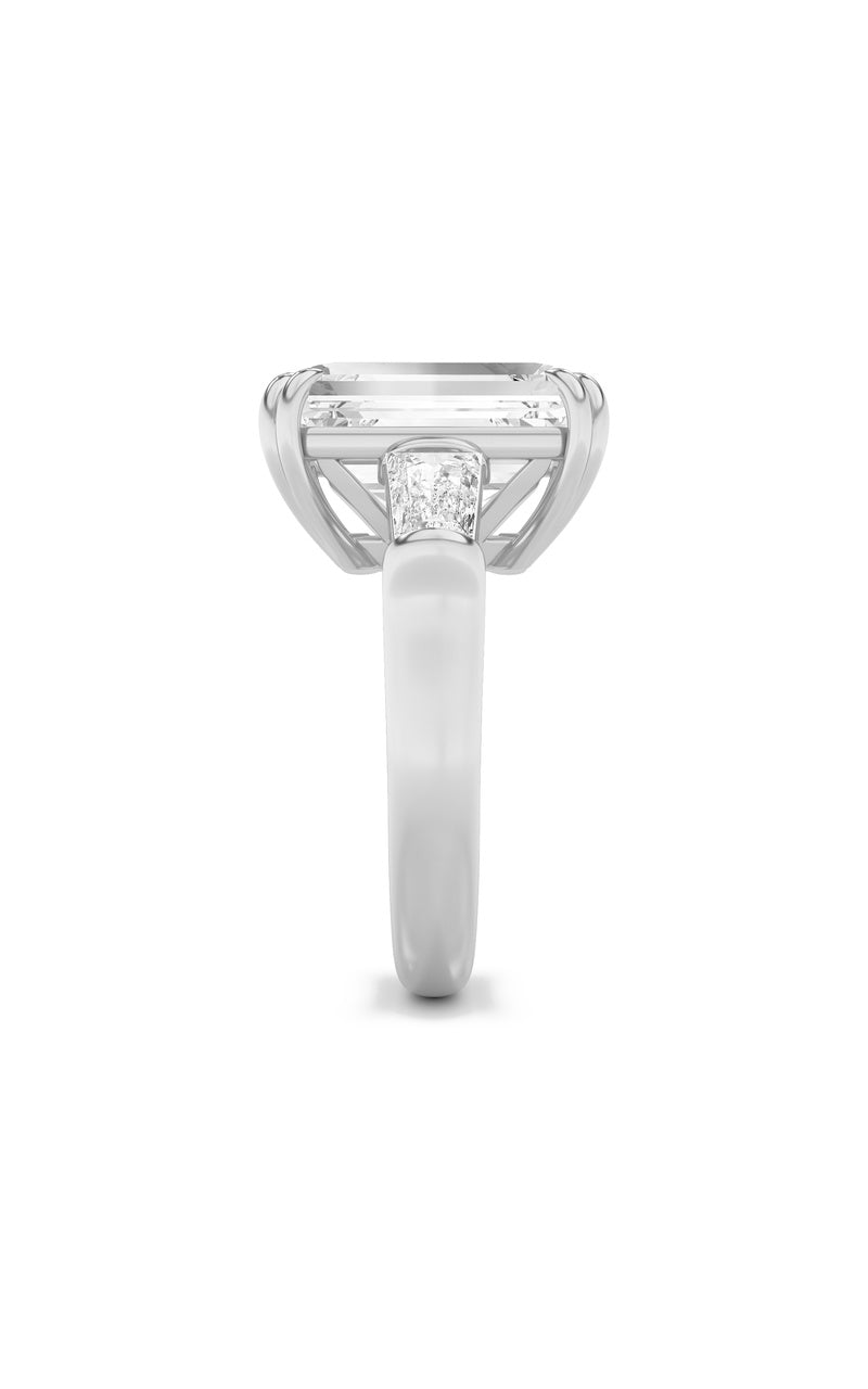 9CTW Emerald Shaped Lab Grown Diamond (F/VS) Bold Statement Accented Ring in 14K Gold