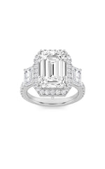 Load image into Gallery viewer, 7CTW Emerald Shaped Lab Grown Diamond (F/VS) Bold Accented Engagement Ring in 14K Gold
