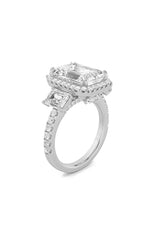 Load image into Gallery viewer, 7CTW Emerald Shaped Lab Grown Diamond (F/VS) Bold Accented Engagement Ring in 14K Gold
