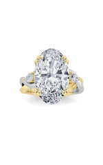 Load image into Gallery viewer, 6.25CTW Oval Shaped Lab Grown Diamond (F/VS) Bold Accented Engagement Ring in 14K Gold
