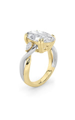 Load image into Gallery viewer, 6.25CTW Oval Shaped Lab Grown Diamond (F/VS) Bold Accented Engagement Ring in 14K Gold
