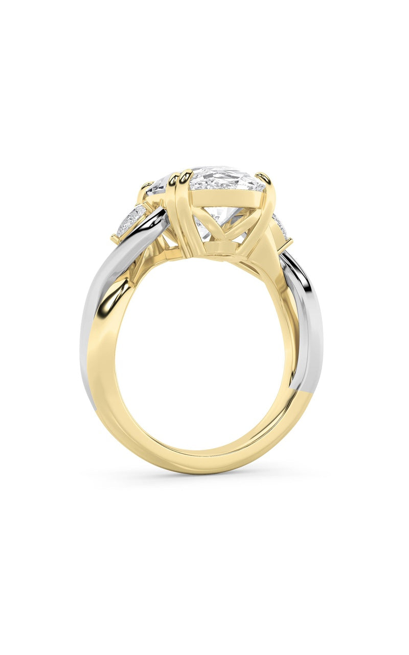 6.25CTW Oval Shaped Lab Grown Diamond (F/VS) Bold Accented Engagement Ring in 14K Gold