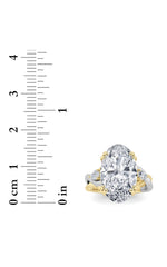 Load image into Gallery viewer, 6.25CTW Oval Shaped Lab Grown Diamond (F/VS) Bold Accented Engagement Ring in 14K Gold
