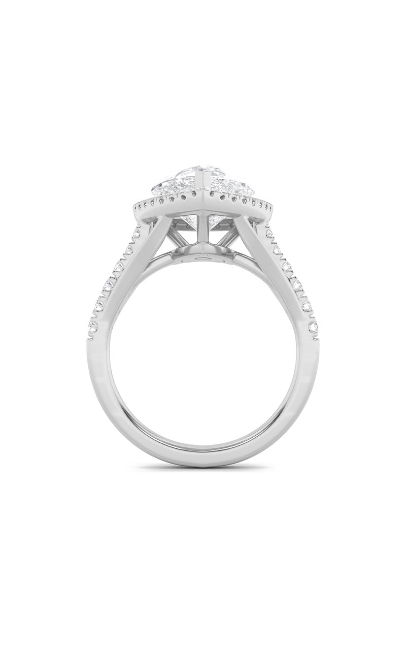 6CTW Pear Shaped Lab Grown Diamond (F/VS) Bold Statement Accented  Ring in 14K Gold