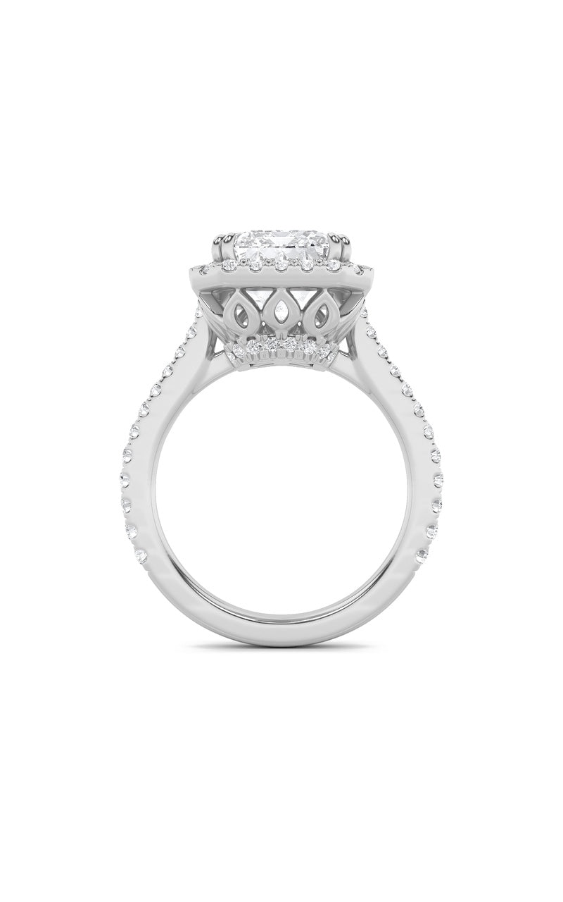 6CTW Radiant Shaped Lab Grown Diamond (F/VS) Bold Accented Engagement Ring in 14K Gold