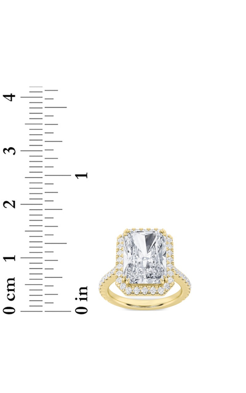 6CTW Radiant Shaped Lab Grown Diamond (F/VS) Bold Accented Engagement Ring in 14K Gold