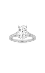 Load image into Gallery viewer, 1.5CTW Oval Shaped Lab Grown Diamond (G/VS) Accented Engagement Ring in 14K White Gold
