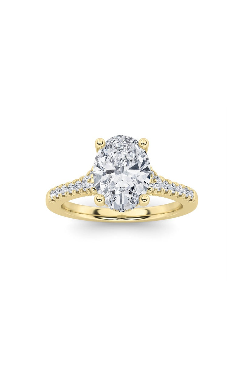 1.5CTW Oval Shaped Lab Grown Diamond (G/VS) Accented Engagement Ring in 14K White Gold