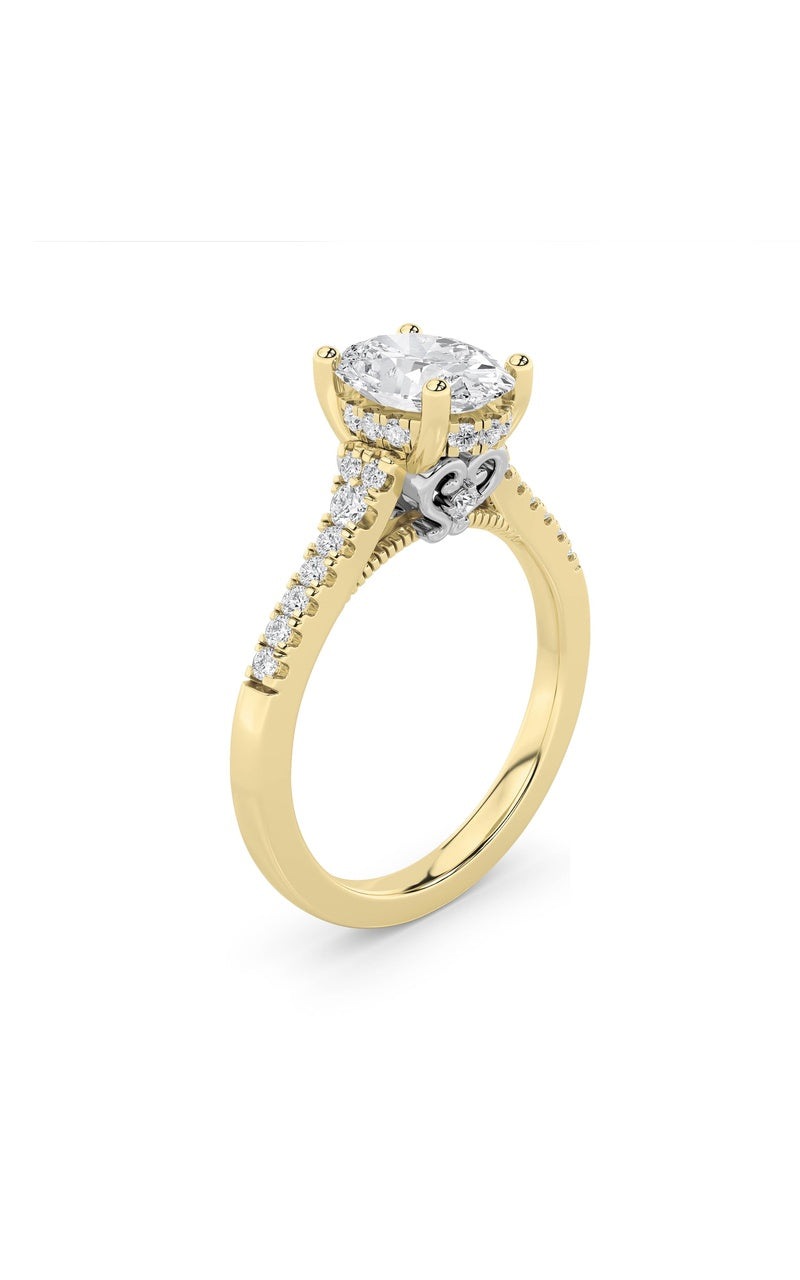 1.5CTW Oval Shaped Lab Grown Diamond (G/VS) Accented Engagement Ring in 14K White Gold
