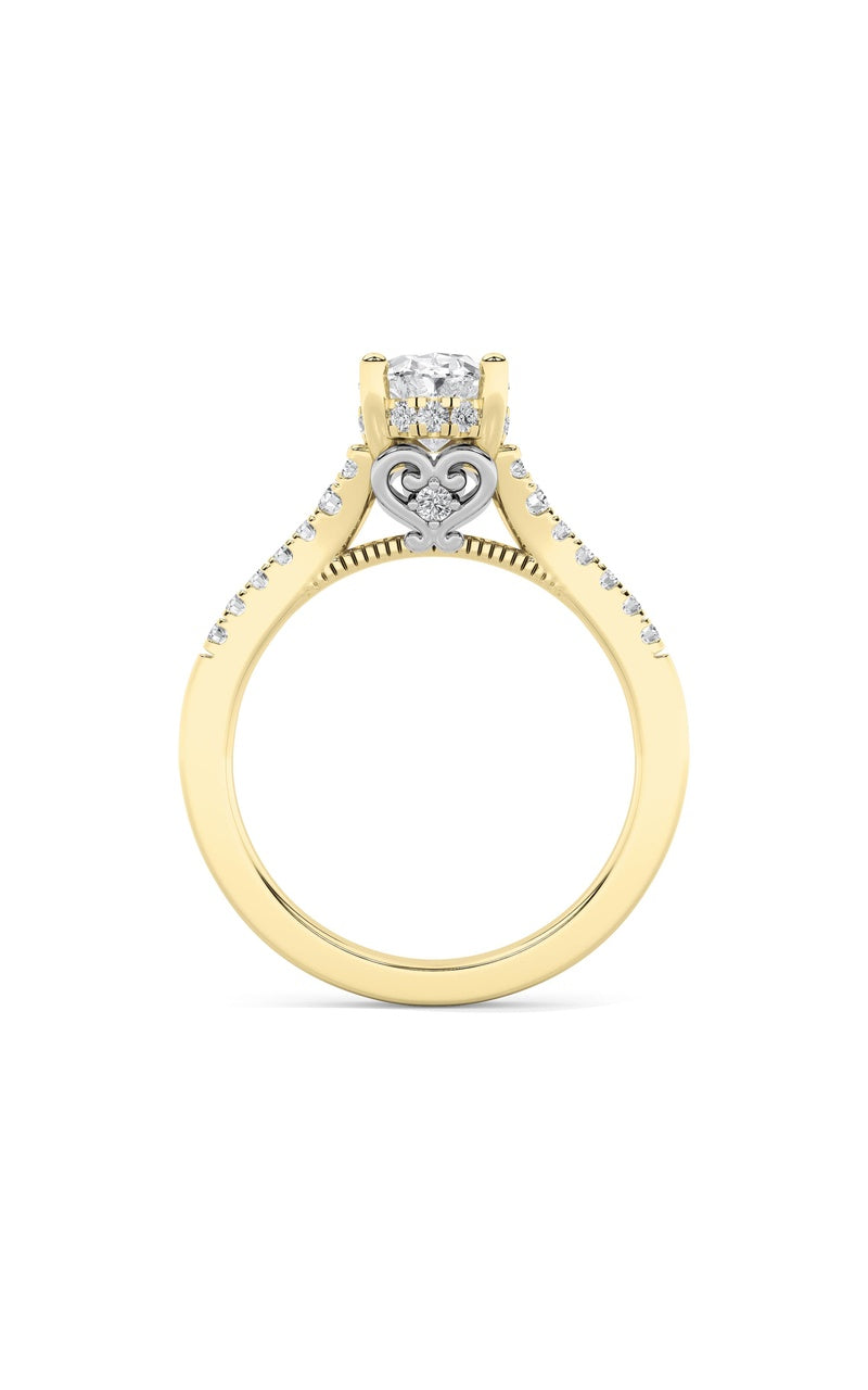 1.5CTW Oval Shaped Lab Grown Diamond (G/VS) Accented Engagement Ring in 14K White Gold