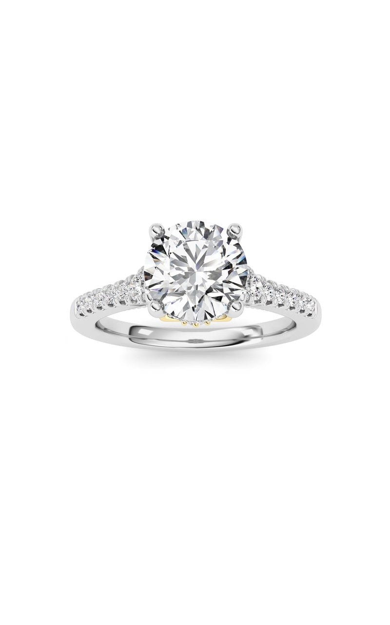 1.5CTW Round Shaped Lab Grown Diamond (F/VS) Accented Two Tone Engagement Ring in 14K Gold