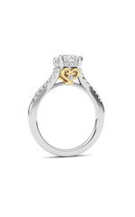 Load image into Gallery viewer, 1.5CTW Round Shaped Lab Grown Diamond (F/VS) Accented Two Tone Engagement Ring in 14K Gold
