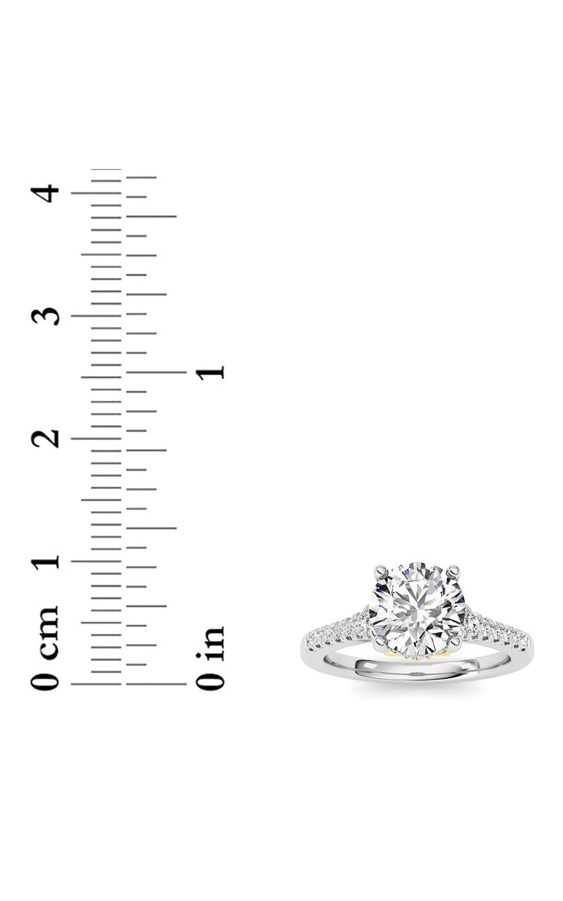 1.5CTW Round Shaped Lab Grown Diamond (F/VS) Accented Two Tone Engagement Ring in 14K Gold