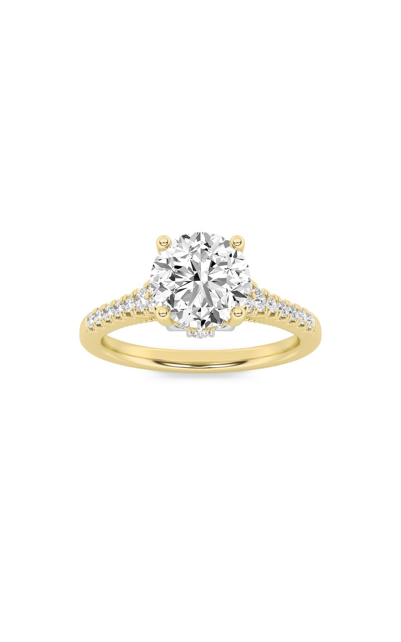 1.5CTW Round Shaped Lab Grown Diamond (F/VS) Accented Two Tone Engagement Ring in 14K Gold