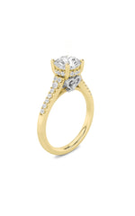 Load image into Gallery viewer, 1.5CTW Round Shaped Lab Grown Diamond (F/VS) Accented Two Tone Engagement Ring in 14K Gold
