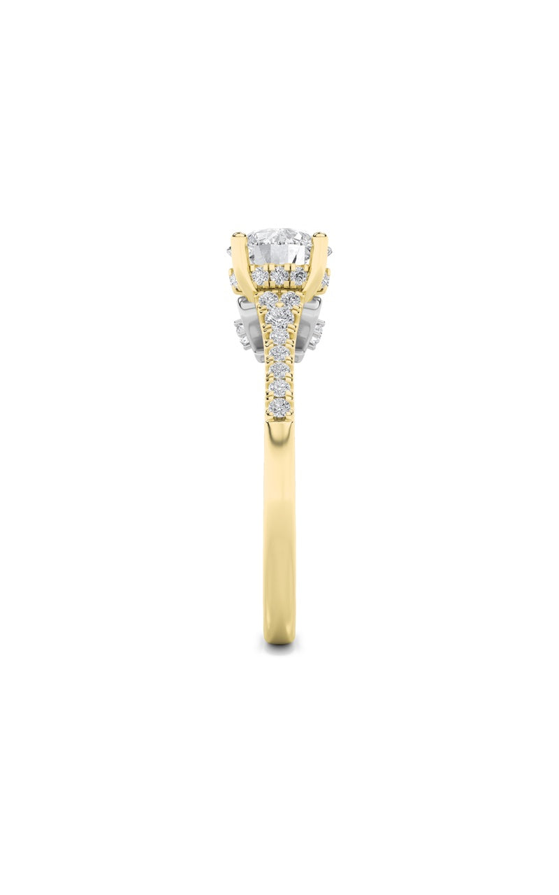 1.5CTW Round Shaped Lab Grown Diamond (F/VS) Accented Two Tone Engagement Ring in 14K Gold