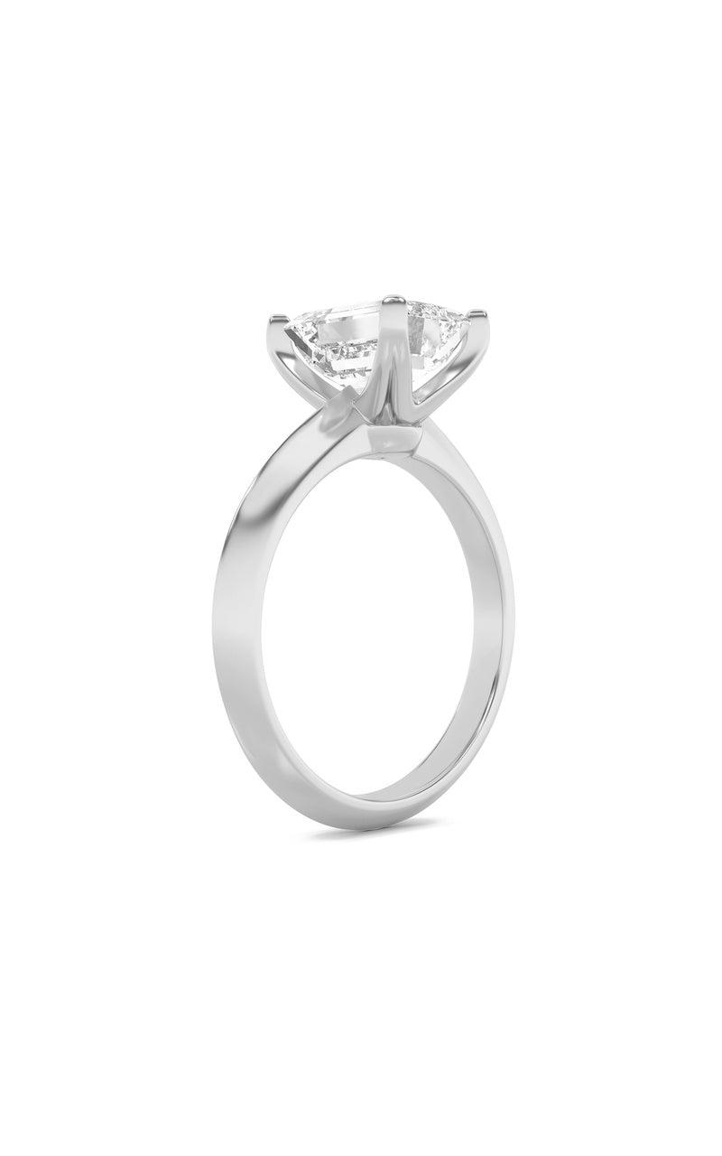 2.5CTW Emerald Shaped Lab Grown Diamond (F/VS) Knife Edge Shank Solitaire Engagement Ring in 14K Gold