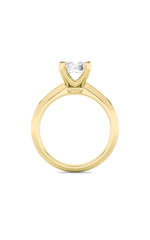Load image into Gallery viewer, 2.5CTW Emerald Shaped Lab Grown Diamond (F/VS) Knife Edge Shank Solitaire Engagement Ring in 14K Gold
