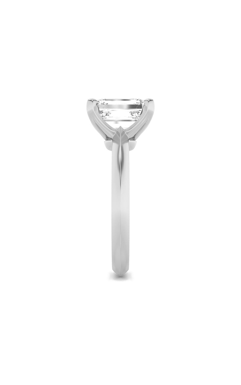 3CTW Emerald Shaped Lab Grown Diamond (F/VS) Knife Edge Shank Solitaire Engagement Ring in 14K Gold
