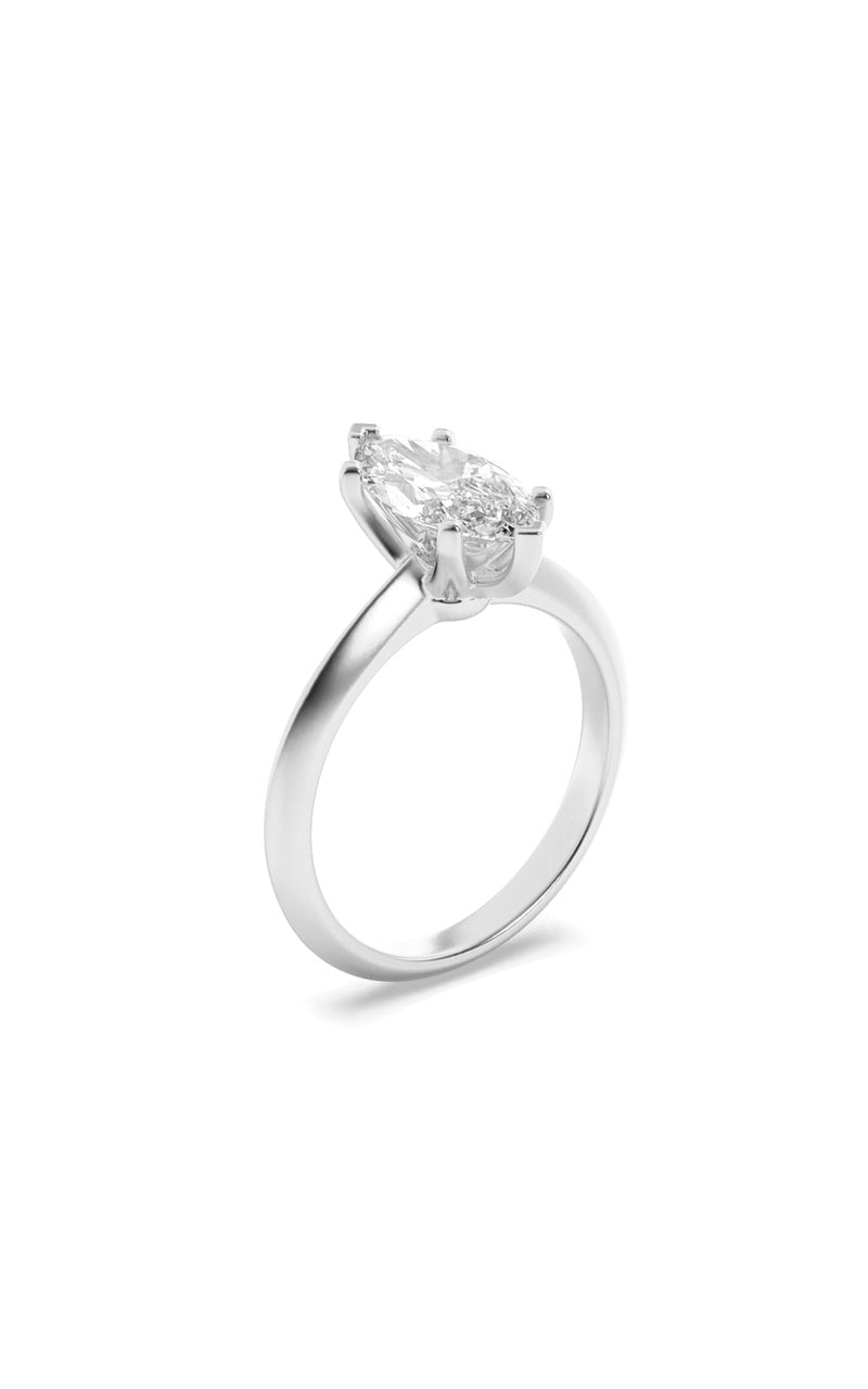 2.5CTW Marquise Shaped Lab Grown Diamond (F/VS) Knife Edge Shank Solitaire Engagement Ring in 14K Gold