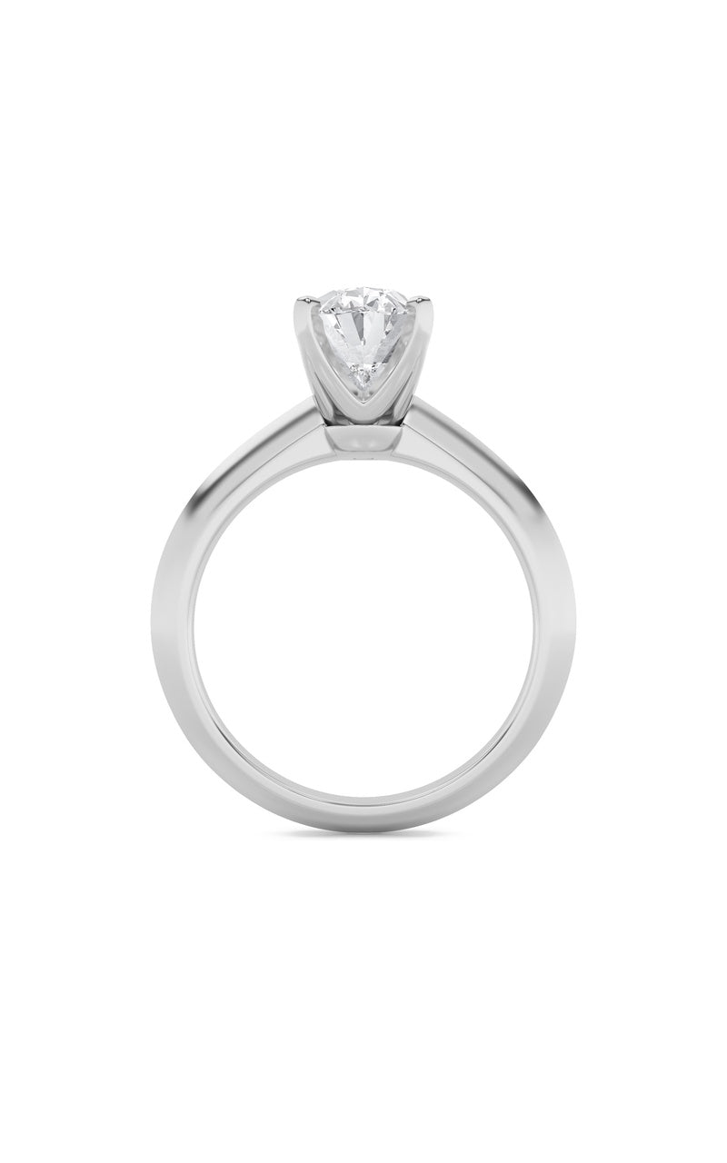 2CTW Oval Shaped Lab Grown Diamond (F/VS) Knife Edge Shank Solitaire Engagement Ring in 14K Gold