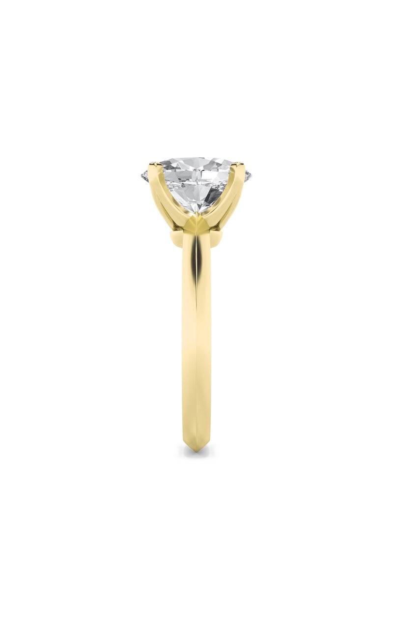 2CTW Oval Shaped Lab Grown Diamond (F/VS) Knife Edge Shank Solitaire Engagement Ring in 14K Gold