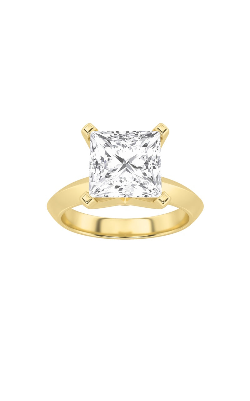 1CTW Princess Shaped Lab Grown Diamond (F/VS) Knife Edge Shank Solitaire Engagement Ring in 14K Gold