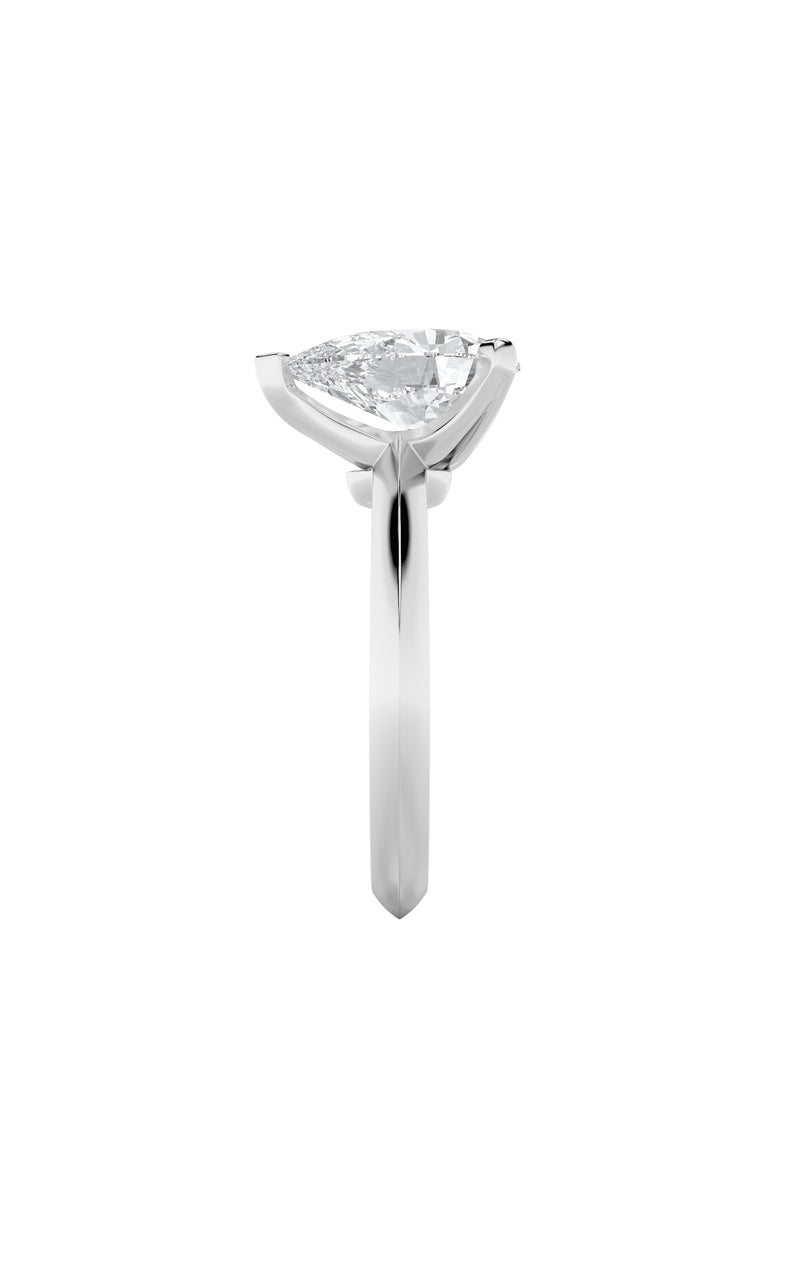 1CTW Pear Shaped Lab Grown Diamond (F/VS) Knife Edge Shank Solitaire Engagement Ring in 14K Gold
