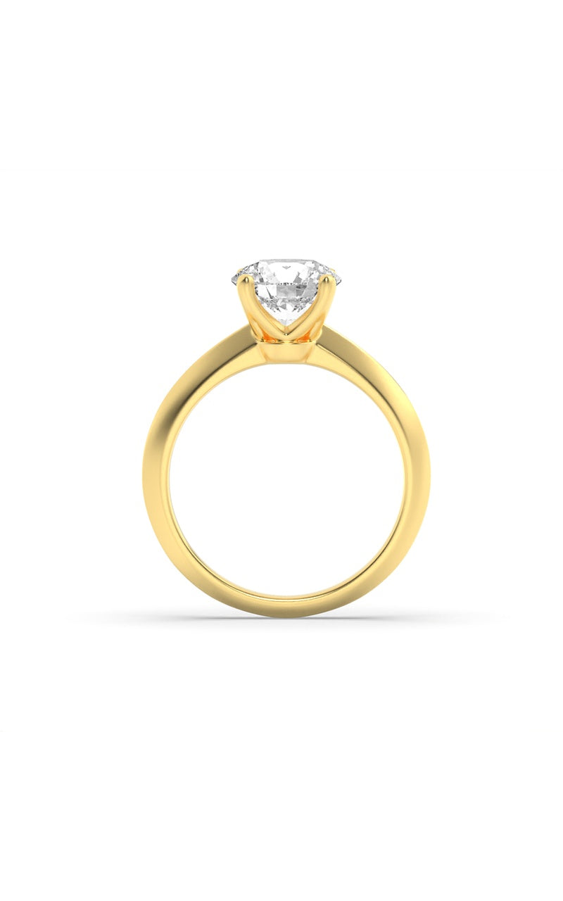 1CTW Round Shaped Lab Grown Diamond (F/VS) Knife Edge Shank Solitaire Engagement Ring in 14K Gold