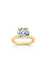 Load image into Gallery viewer, 3CTW Round Shaped Lab Grown Diamond (F/VS) Knife Edge Shank Solitaire Engagement Ring in 14K Gold
