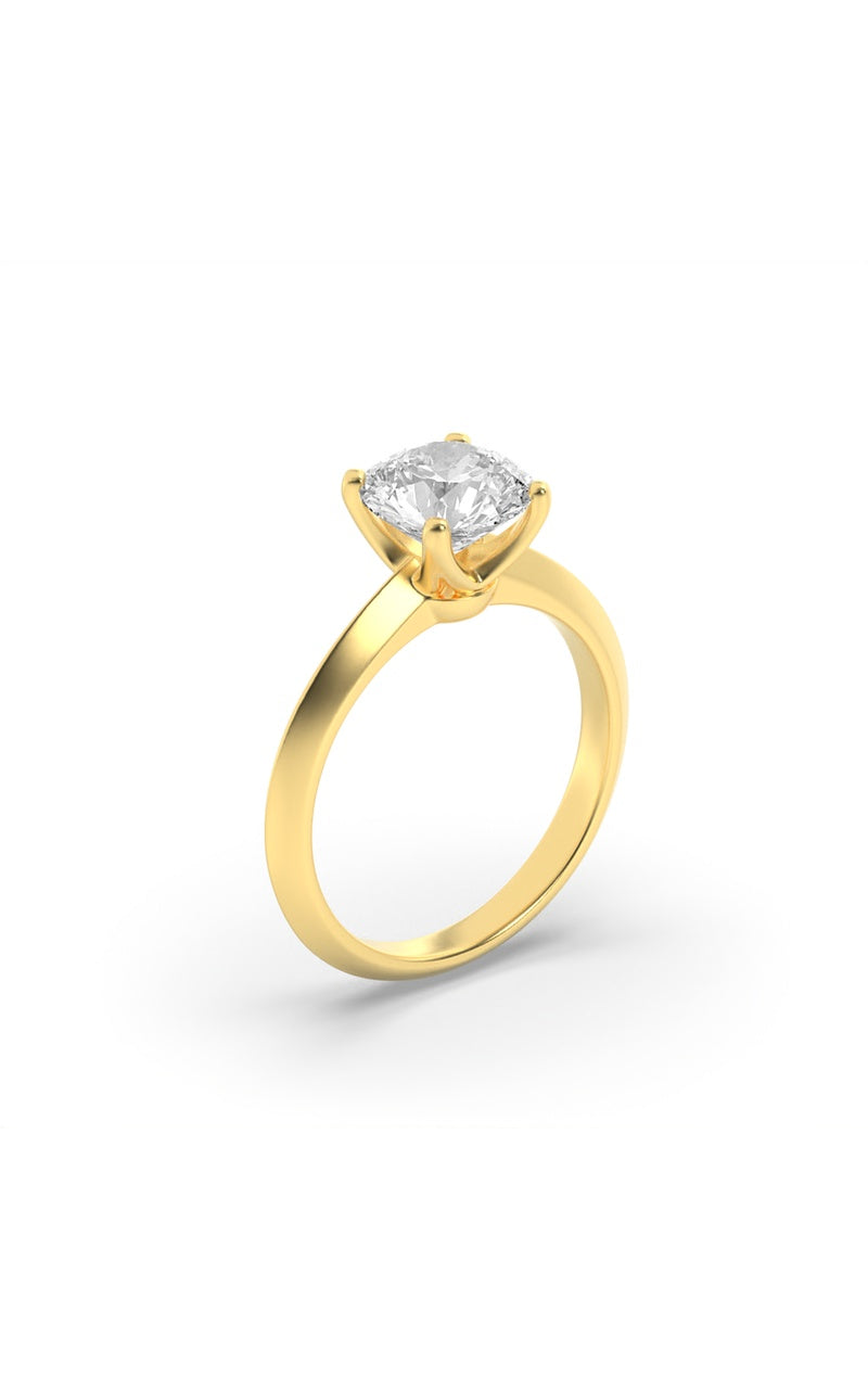 3CTW Round Shaped Lab Grown Diamond (F/VS) Knife Edge Shank Solitaire Engagement Ring in 14K Gold