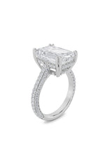 Load image into Gallery viewer, 8CTW Emerald Shaped Lab Grown Diamond (F/VS) Bold Accented Engagement Ring in 14K Gold

