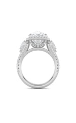 Load image into Gallery viewer, 7.25CTW Oval Shaped Lab Grown Diamond (F/VS) Bold Accented Engagement Ring in 14K Gold
