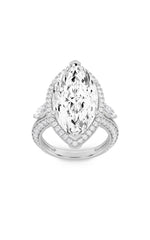 Load image into Gallery viewer, 9CTW Marquise Shaped Lab Grown Diamond (F/VS) Bold Statement Accented  Ring in 14K Gold
