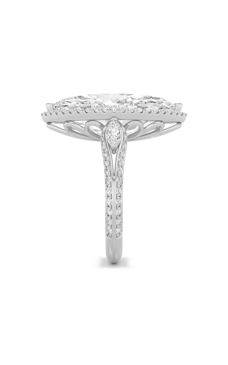 9CTW Marquise Shaped Lab Grown Diamond (F/VS) Bold Statement Accented  Ring in 14K Gold