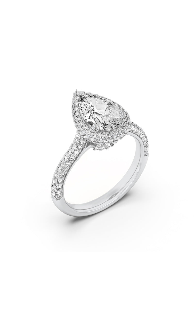 Vs) halo accented engagement ring in 14k gold
