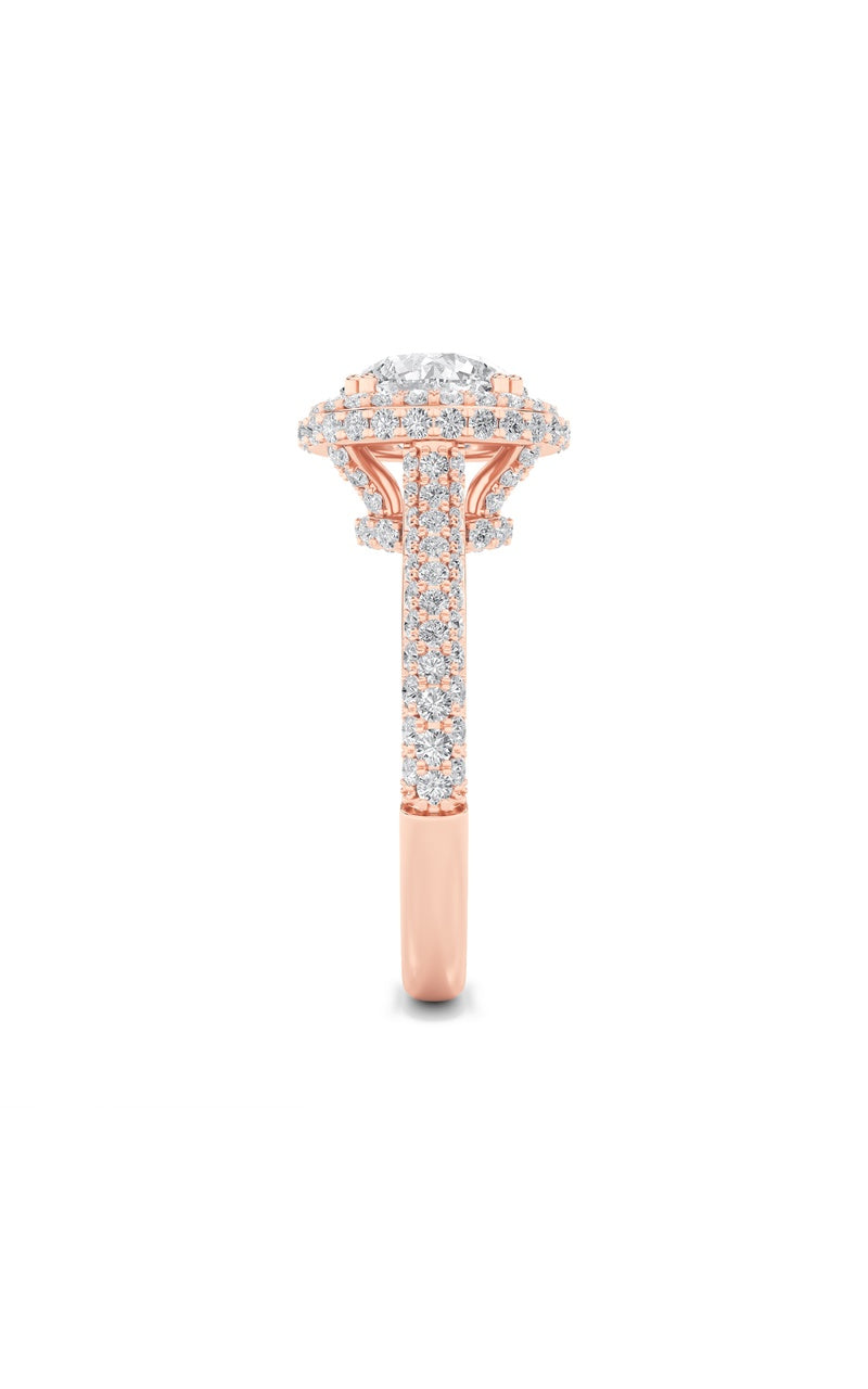 3CTW Round Shaped Lab Grown Diamond (F/VS) Halo Accented Engagement Ring in 14K Gold
