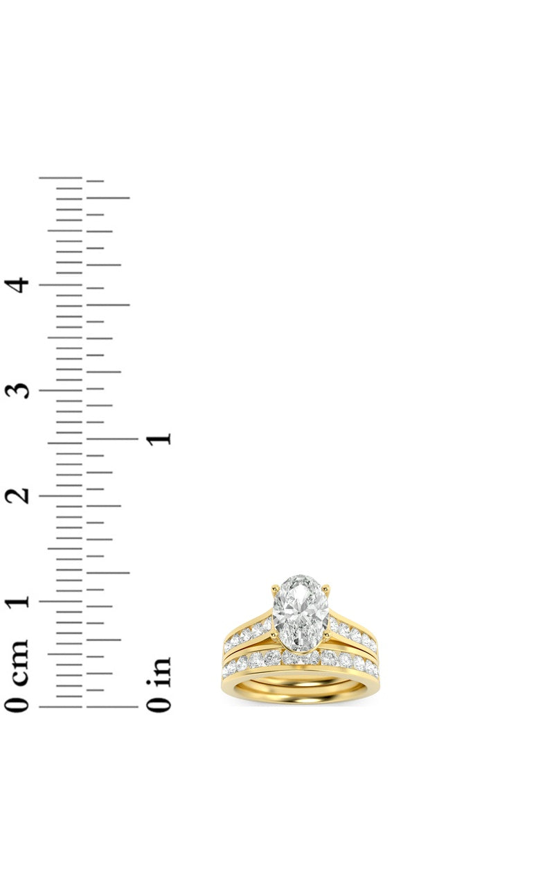 2CTW Oval Shaped Lab Grown Diamond (G/VS) Channel Set Bridal Engagement Ring in 10K Gold