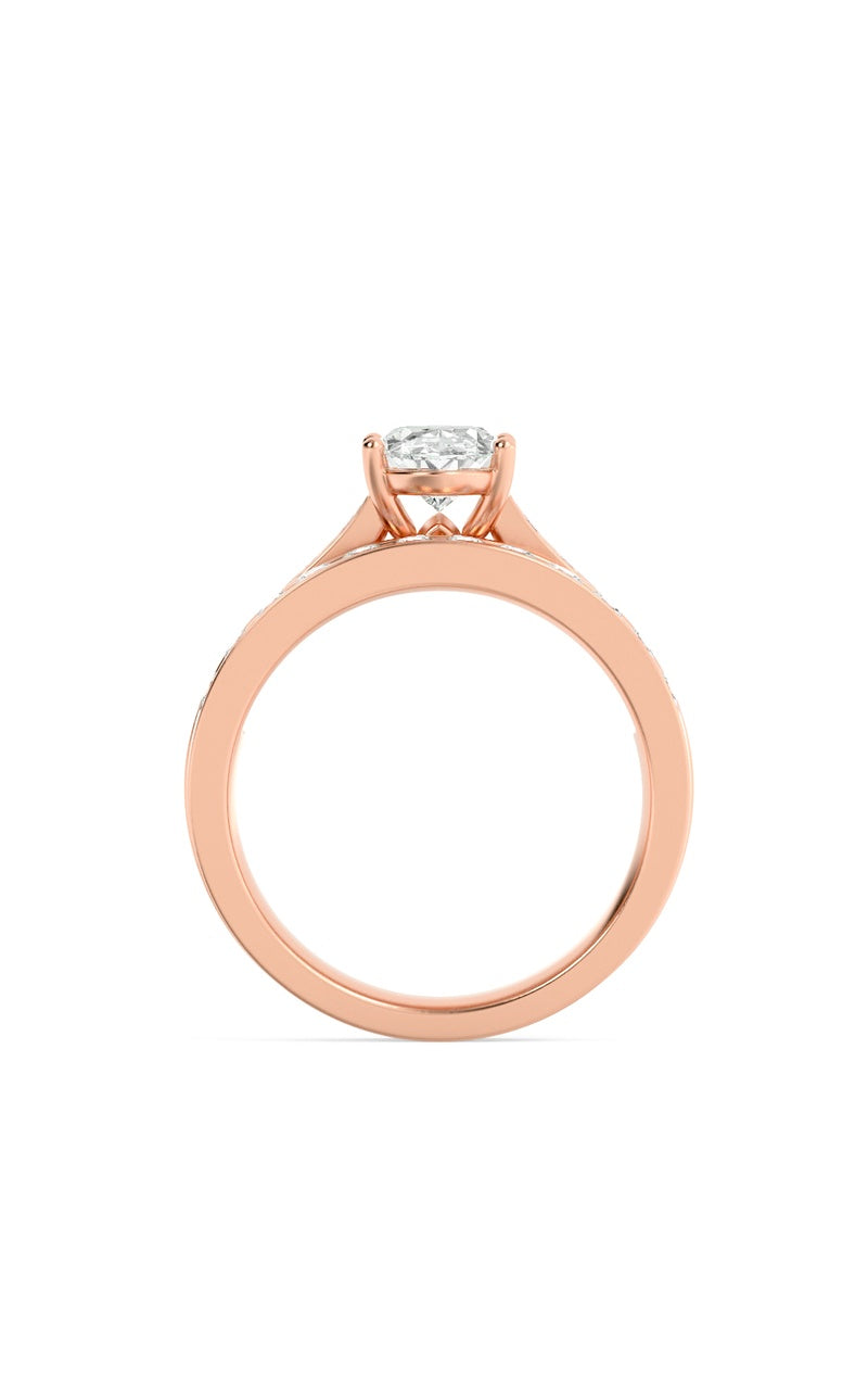 2CTW Oval Shaped Lab Grown Diamond (G/VS) Channel Set Bridal Engagement Ring in 10K Gold